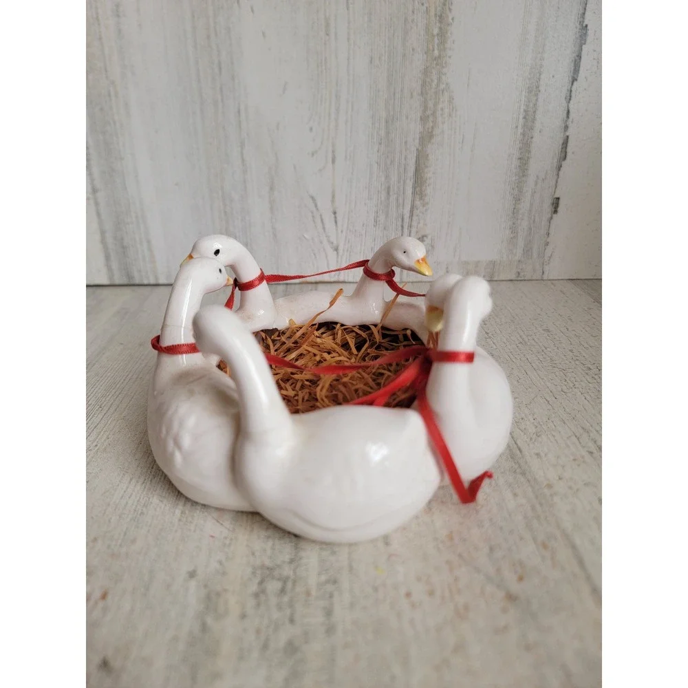 Ron‎ Gordon geese trinket vintage candy dish goose unique home decor
